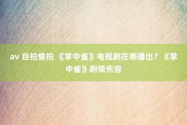 av 自拍偷拍 《掌中雀》电视剧在哪播出？《掌中雀》剧情先容