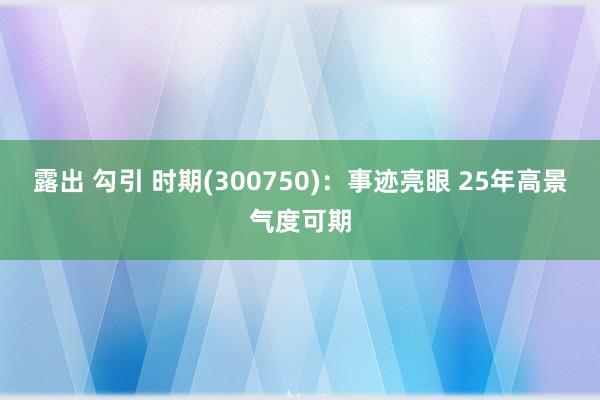 露出 勾引 时期(300750)：事迹亮眼 25年高景气度可期