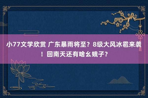 小77文学欣赏 广东暴雨将至？8级大风冰雹来袭！回南天还有啥幺蛾子？