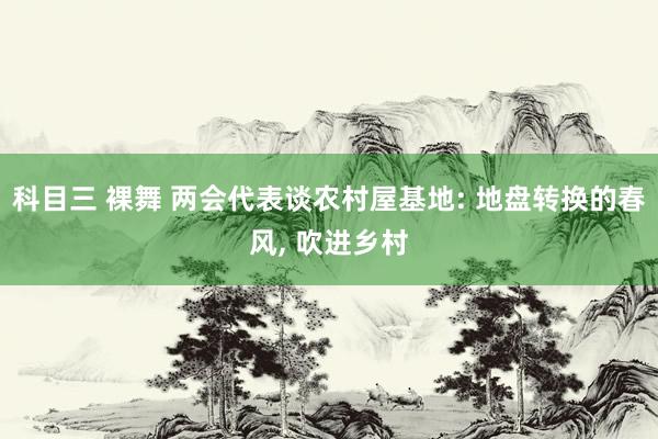 科目三 裸舞 两会代表谈农村屋基地: 地盘转换的春风， 吹进乡村