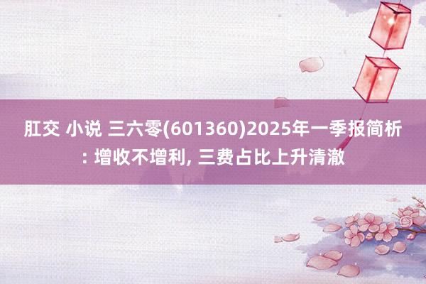 肛交 小说 三六零(601360)2025年一季报简析: 增收不增利， 三费占比上升清澈