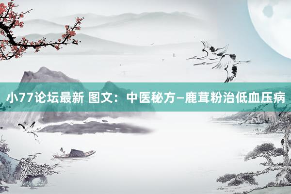 小77论坛最新 图文：中医秘方—鹿茸粉治低血压病